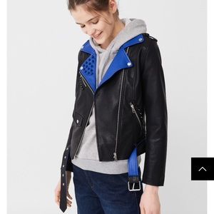 NWOT Mango Studded Biker Jacket Size L Spain